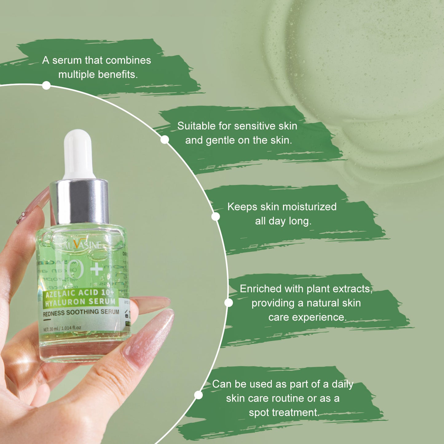 30ml Custom Logo Wholesale 10% Azelaic Acid Hyaluronic Acid Anti-acne Brightening Moisturizing Face Serum