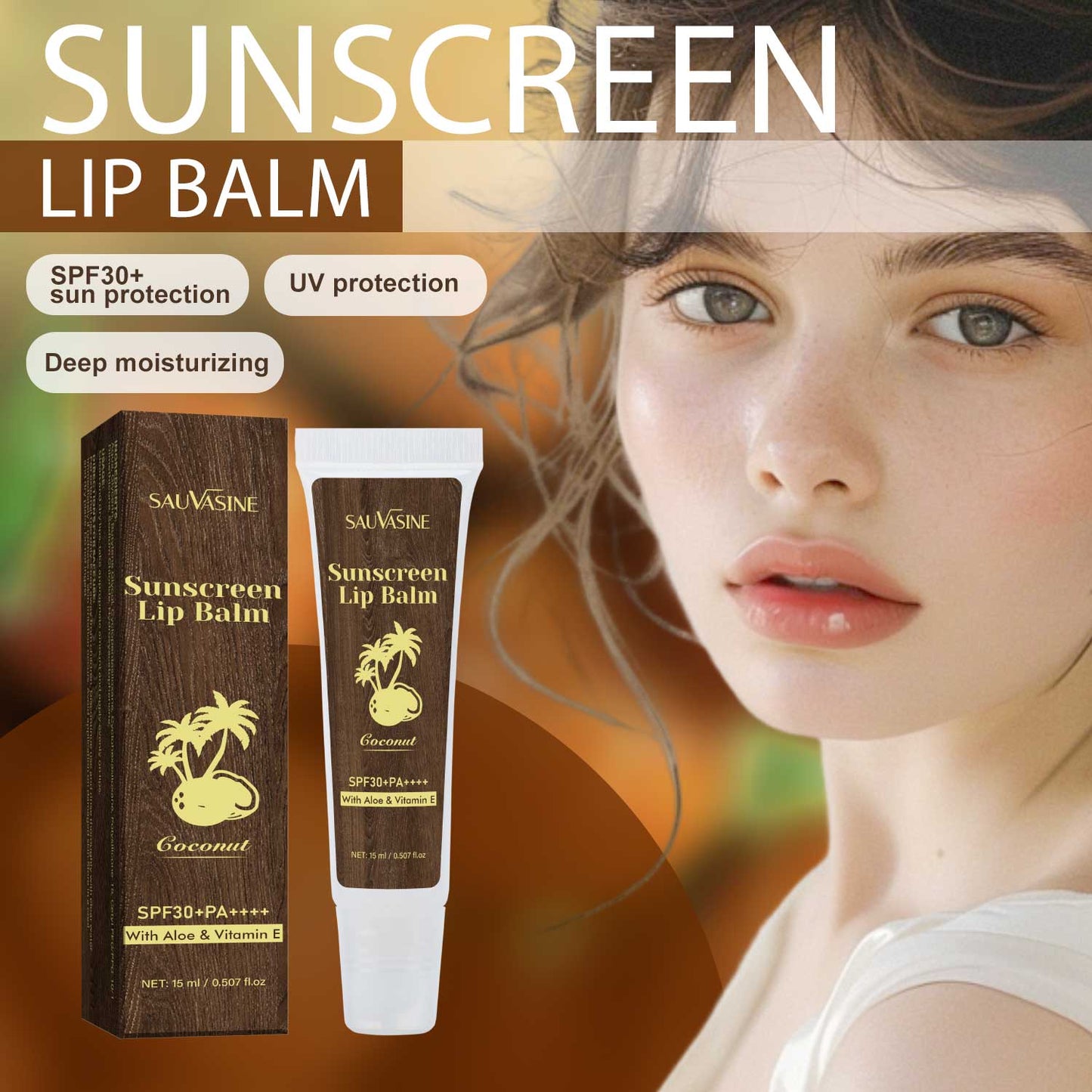 Custom Private Label Wholesale 15ML SPF30 UVA UVB Protection Mosturizing Lip Balm
