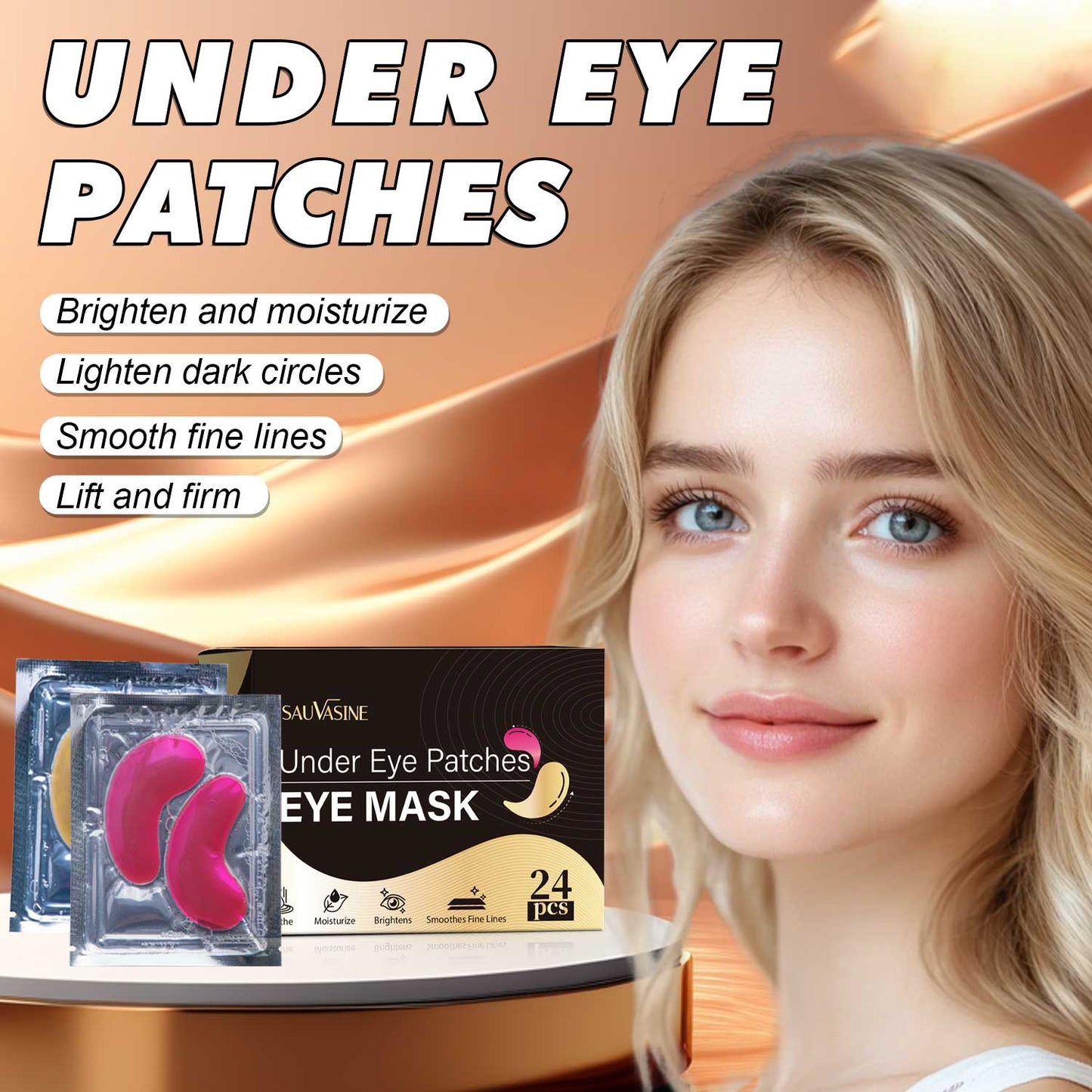 OEM ODM Wholesale 24 Pairs in One Box Anti-aging Anti-wrinkle Dark Circle Removal Firming Lifting Eye Patches