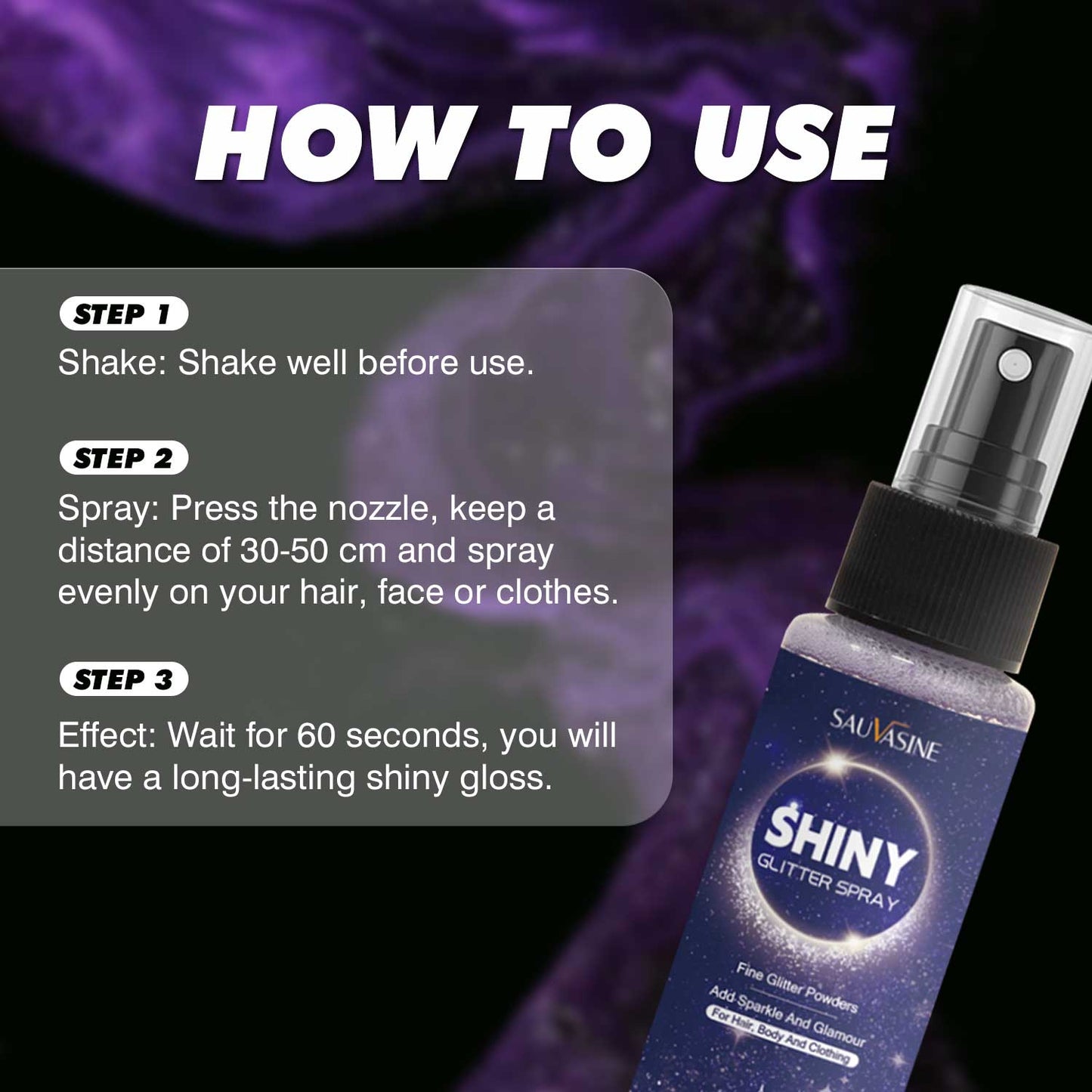 Cosmetics OEM 60ML Party Performance Long Lasting Body Shimmer Glitter Spray