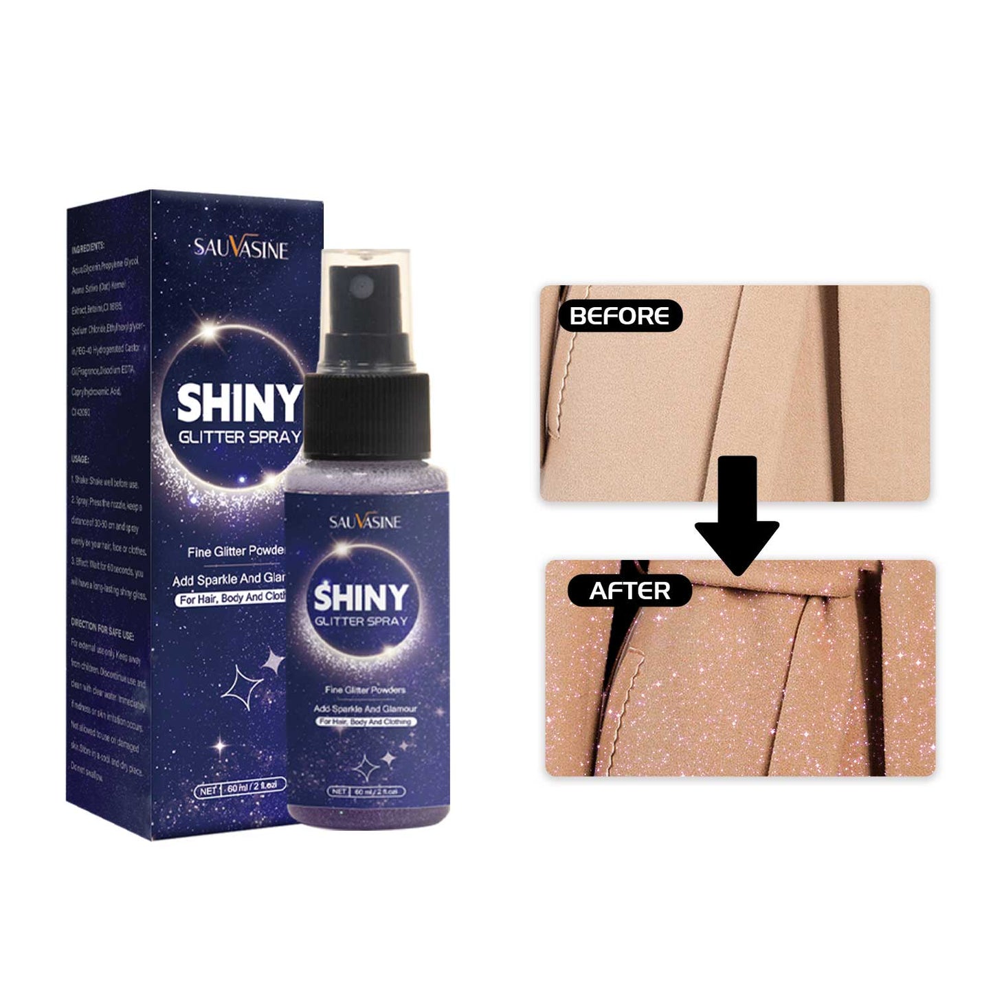 Cosmetics OEM 60ML Party Performance Long Lasting Body Shimmer Glitter Spray