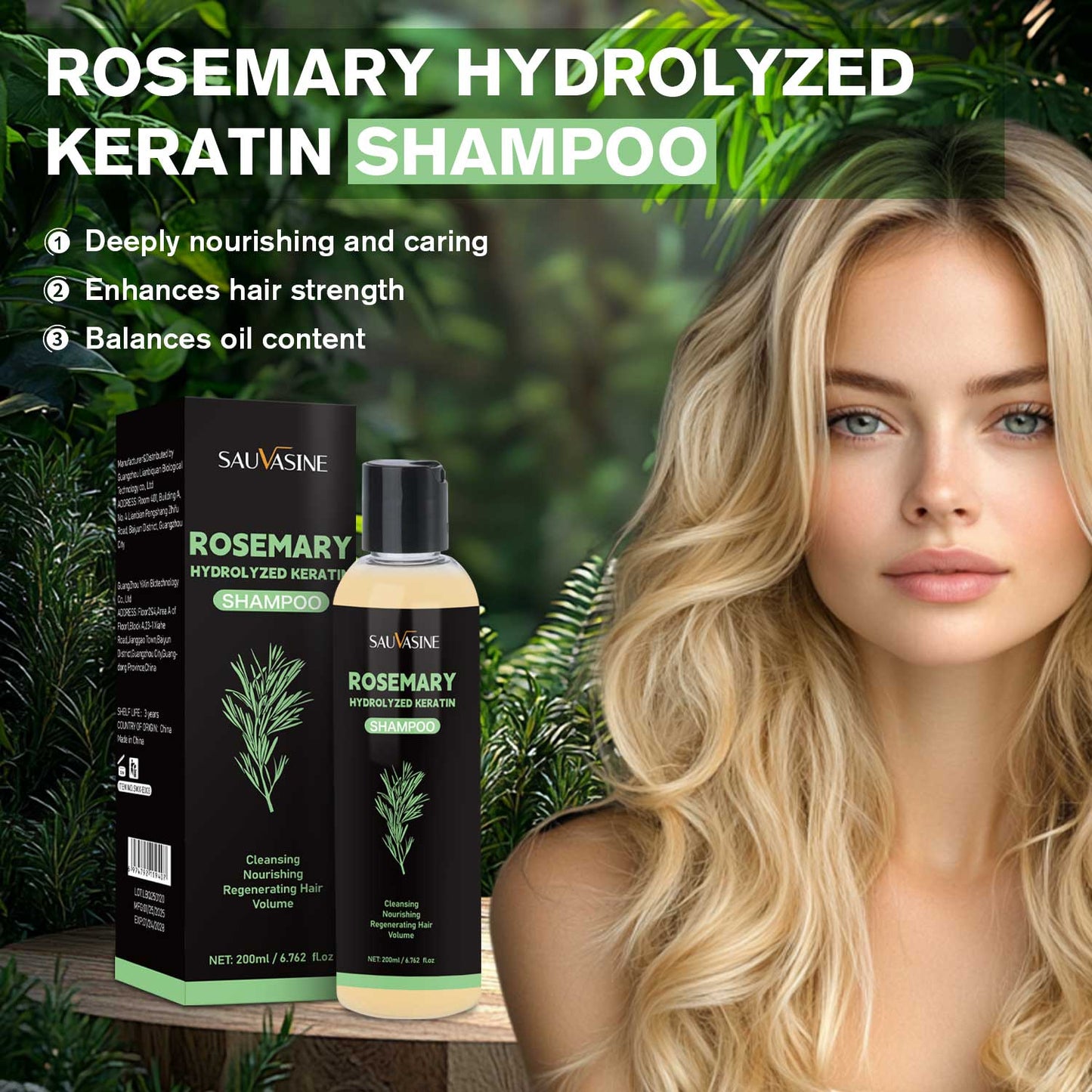 200ML Private Label Deep Nourshing Repairing Damaged Hair Strength Hair Root Smoothing Rosemary Hydralyzeo Keratn Shampoo