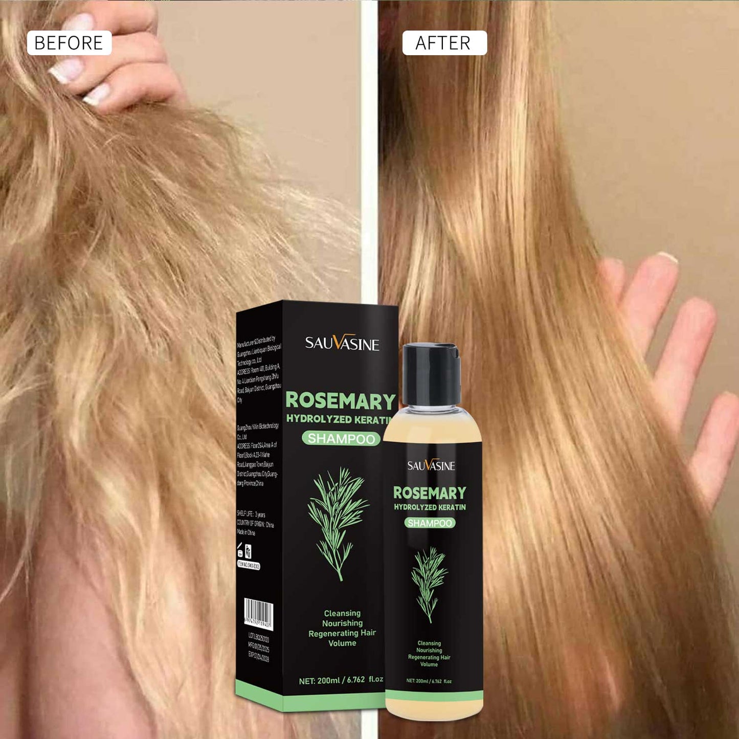 200ML Private Label Deep Nourshing Repairing Damaged Hair Strength Hair Root Smoothing Rosemary Hydralyzeo Keratn Shampoo