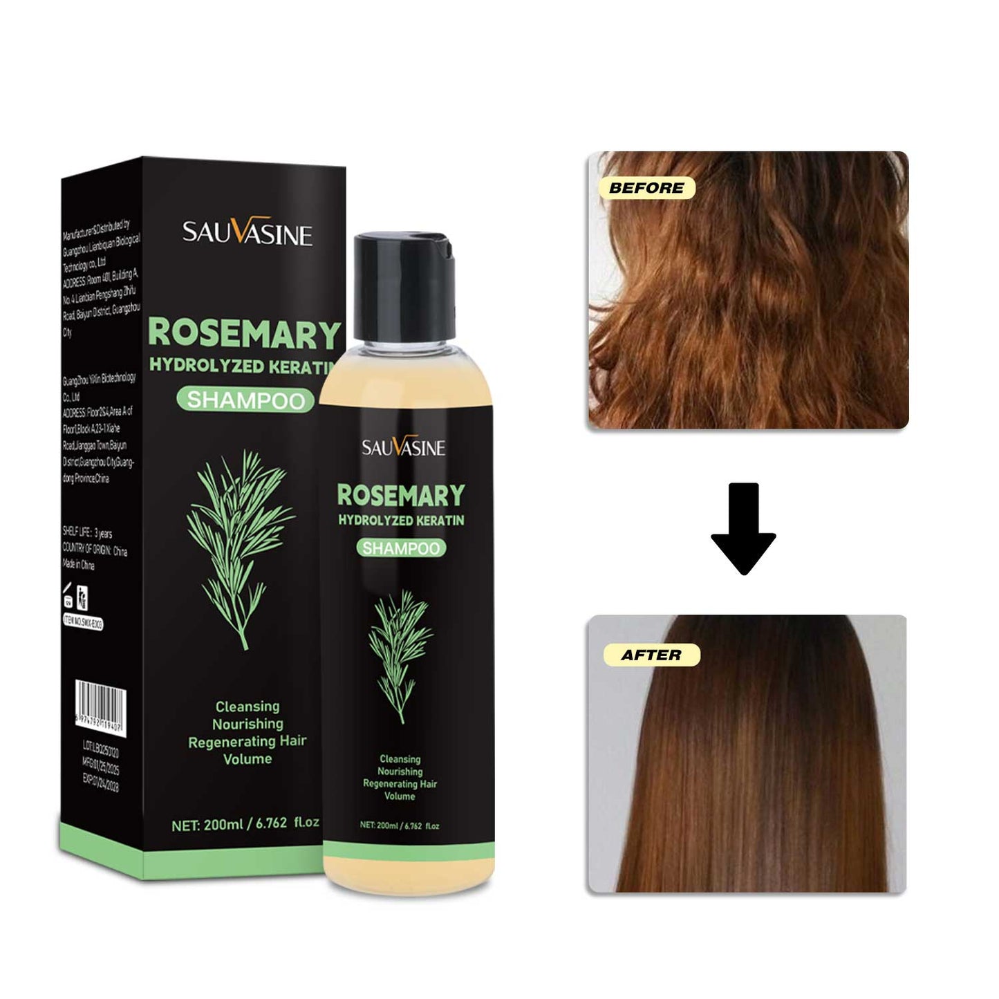 200ML Private Label Deep Nourshing Repairing Damaged Hair Strength Hair Root Smoothing Rosemary Hydralyzeo Keratn Shampoo