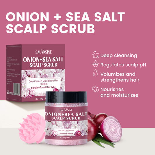 100g Custom Logo Deep Cleansing Strengthens Hair Root Onion Sea Salt Scalp Scrub
