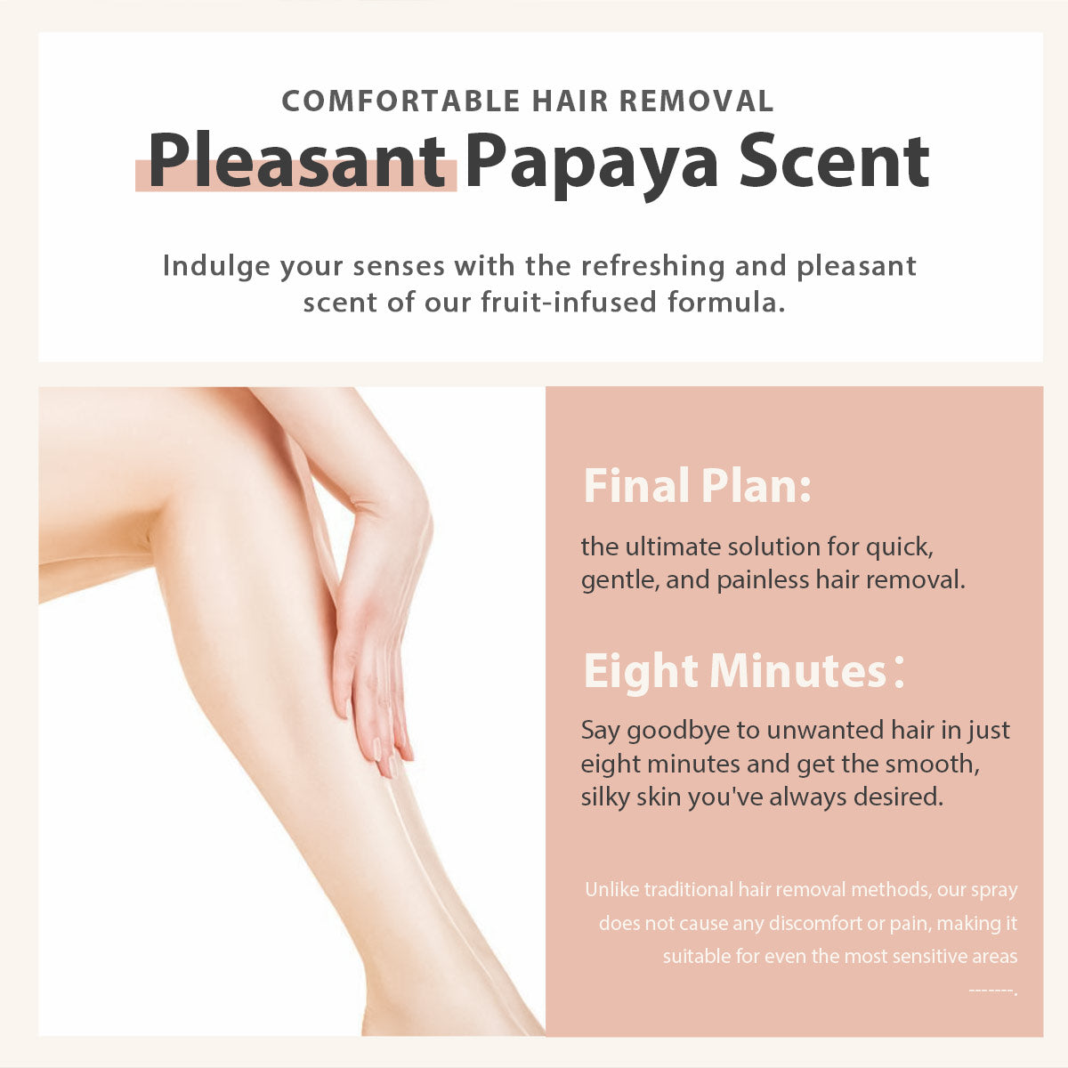 OEM ODM 100ml Papaya Summer Beach Bikini Ten Minutes Hair Removal Hair Removal Spray Inhibit the Growth of Hair