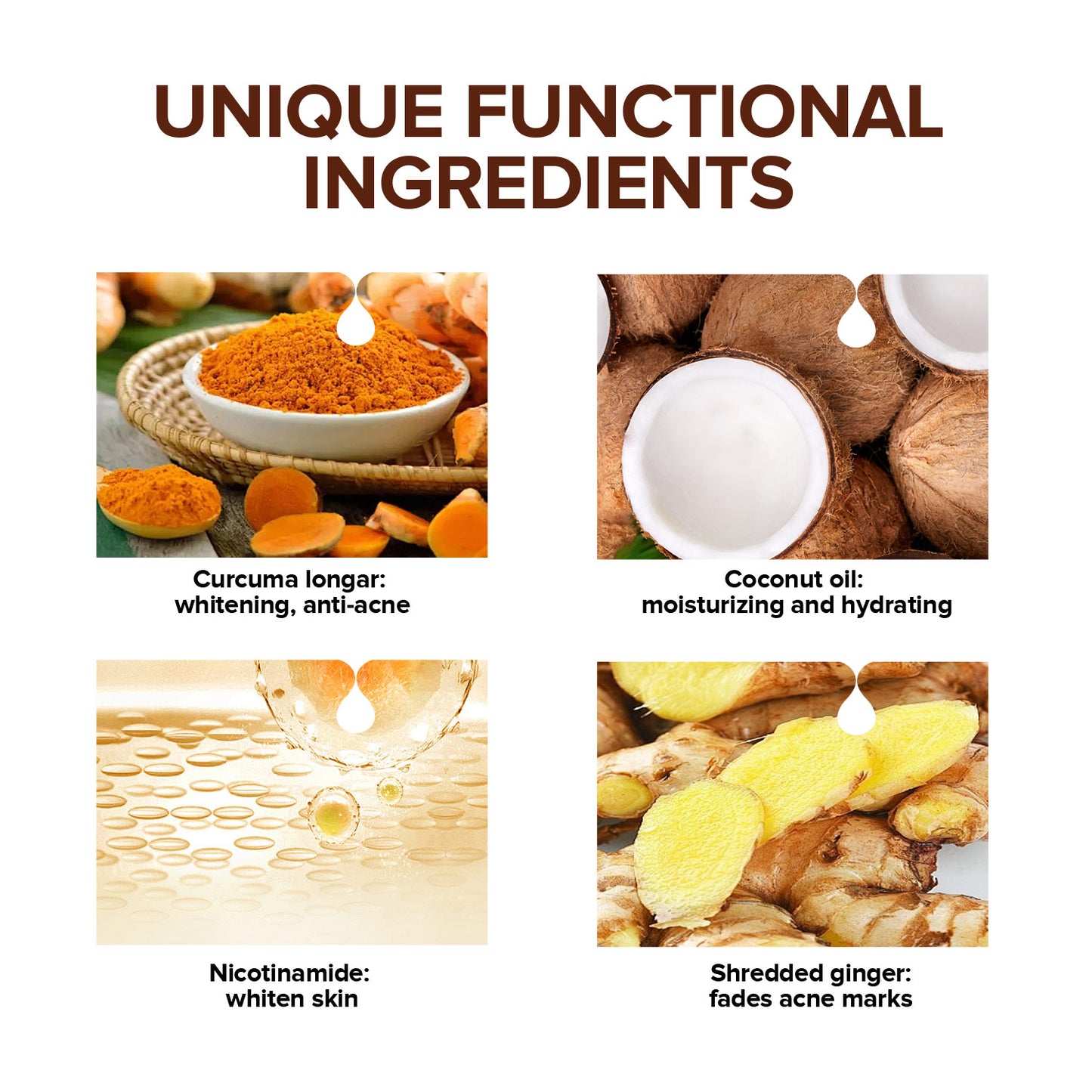 Custom Private Label 100g Anti-acne Shrinking Pores Improving Skin Dull Turmeric Ginger Face Body Soap