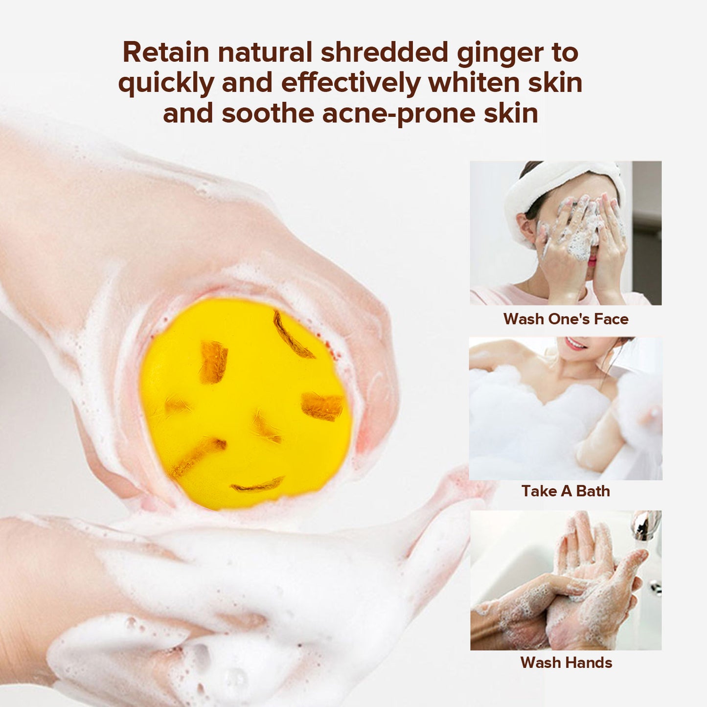 Custom Private Label 100g Anti-acne Shrinking Pores Improving Skin Dull Turmeric Ginger Face Body Soap