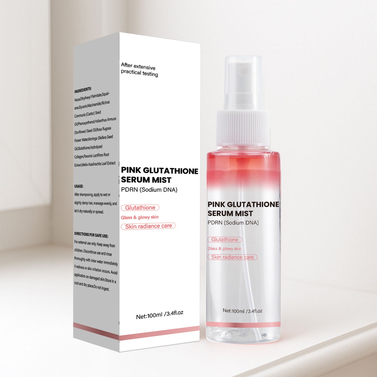 Custom Logo 100ML Brightening Moisturizing Pink Glutathione Serum Mist
