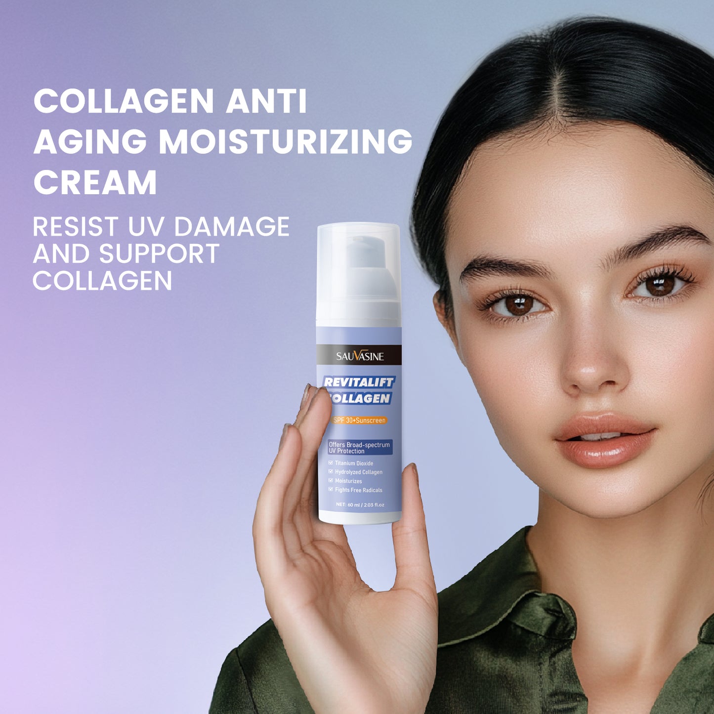 60ML OEM ODM Wholesale SPF30 Moisturizing Repairing Sun Protection Broad Spectrum Sunscreen Collagen Sunscreen