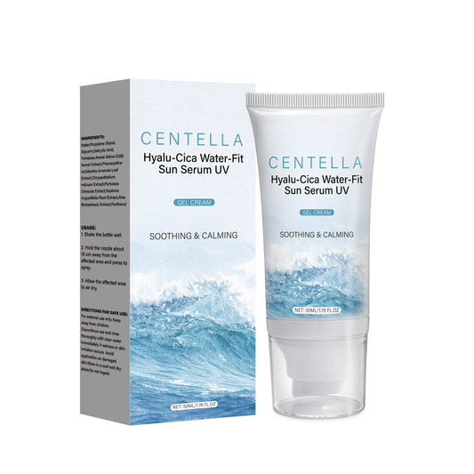 OEM ODM 50ML Plastic Tube White Cream Hyalu-Cica Water-Fit UVA UVB SPF50 Sun Serum Sunscreen Chenzhimei Cosmetics