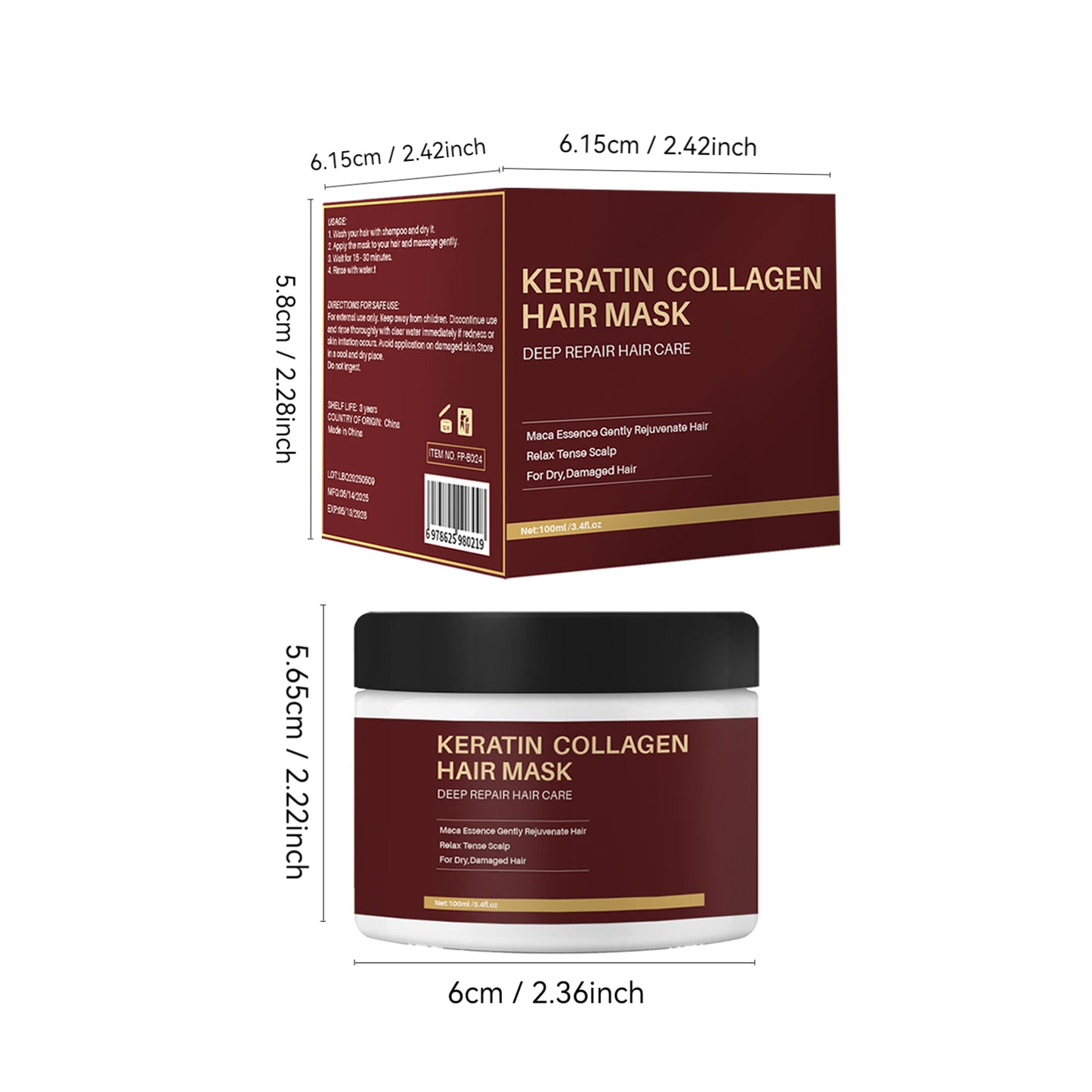 100ML Private Label Nourishing Smoothing Repairing Hair Damage Collagen Hair Mask