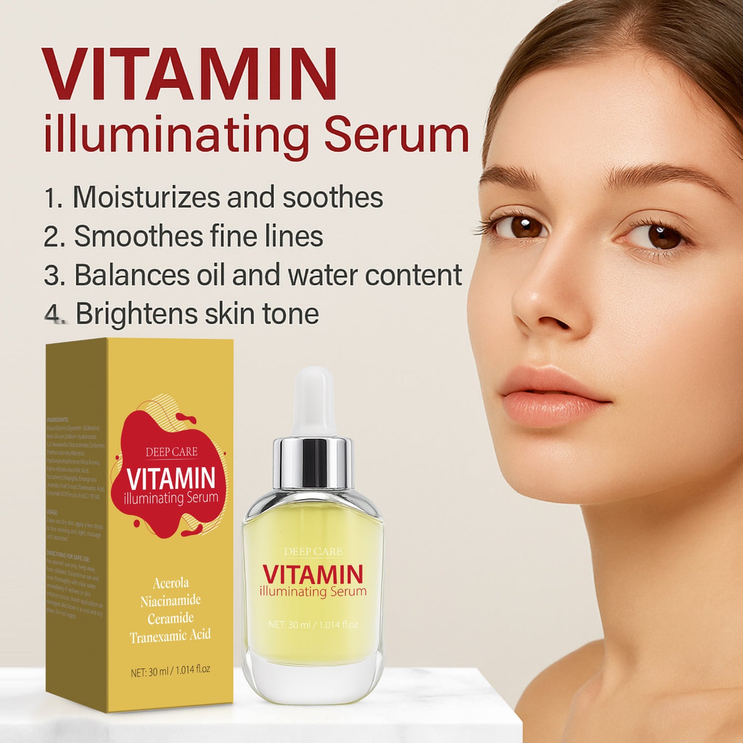 OEM ODM 30ML Dark Spots Removal Brightening Vitamin C Serum