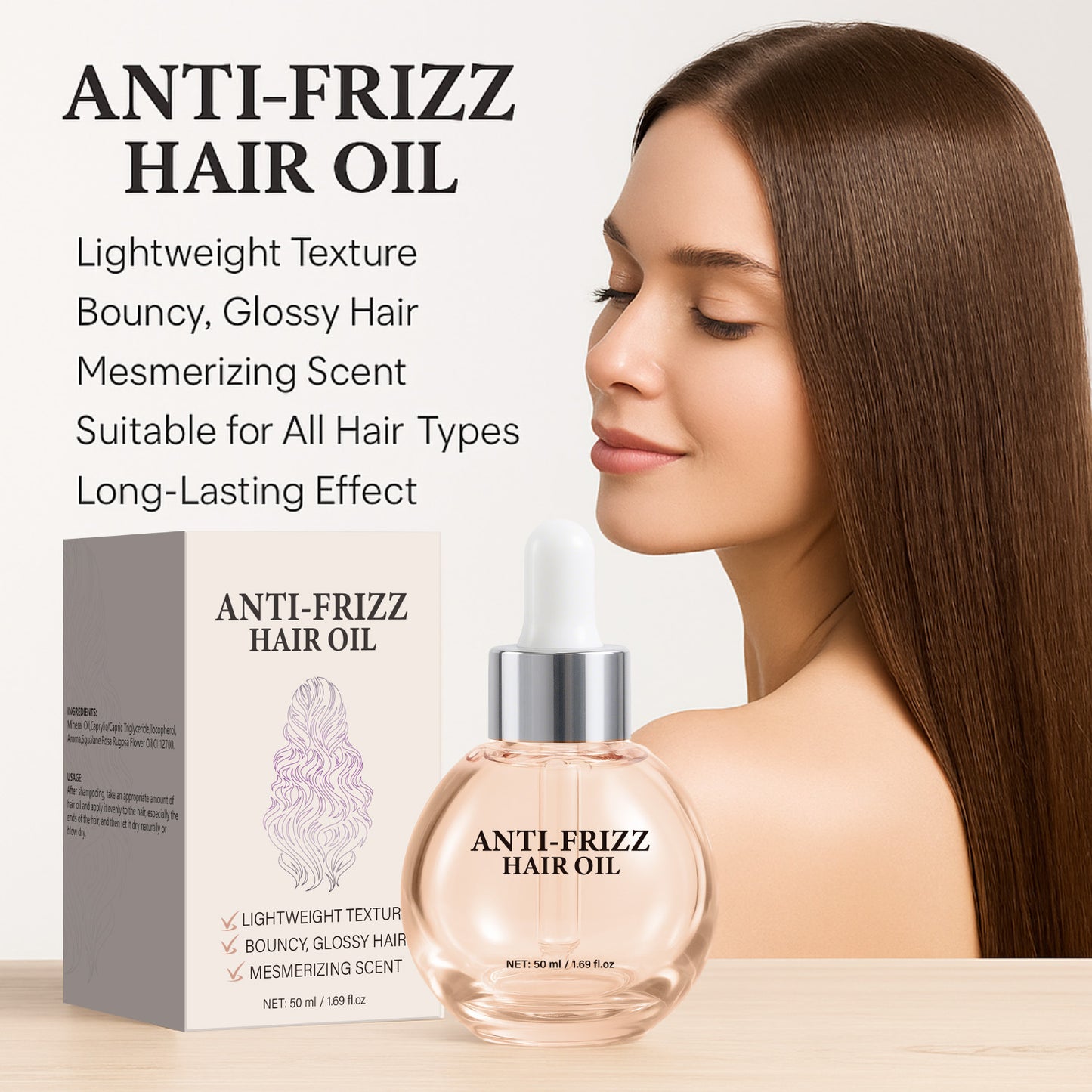 Private Label 50ML Smoothing Glossy Anti-Frizz Hair Oil
