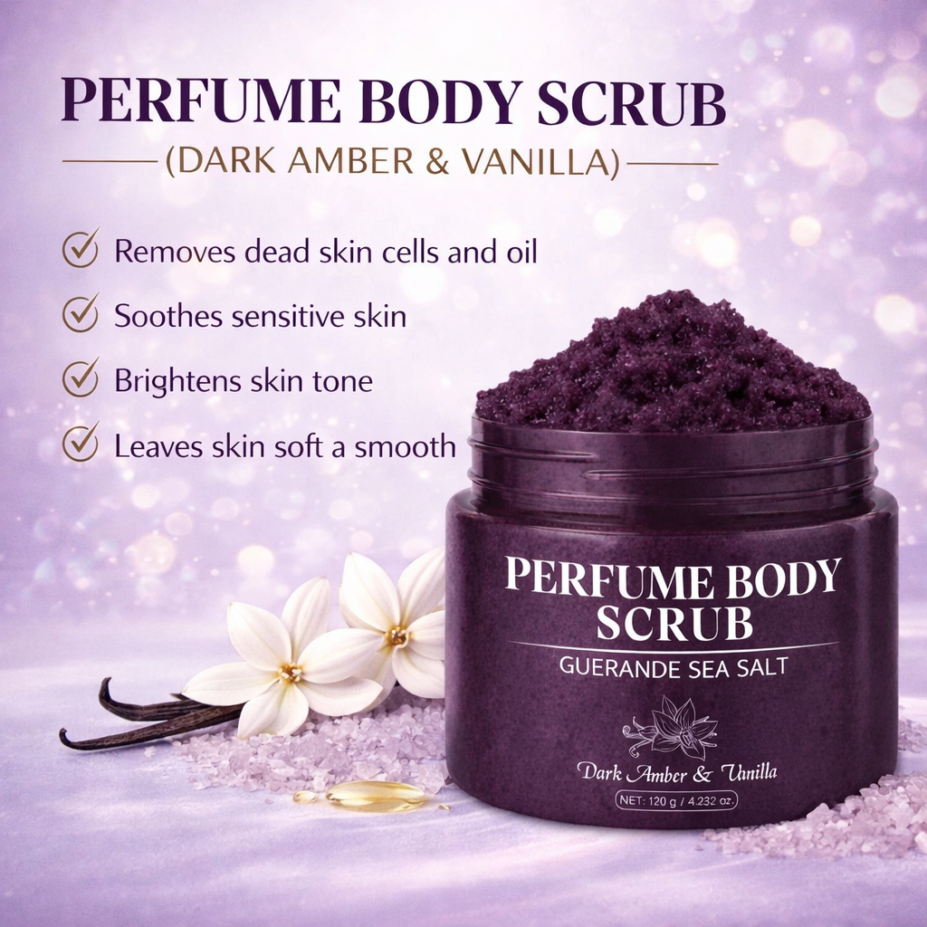 Private Label 120g Exfoliating Dark Amber Vanilla Perfume Body Scrub