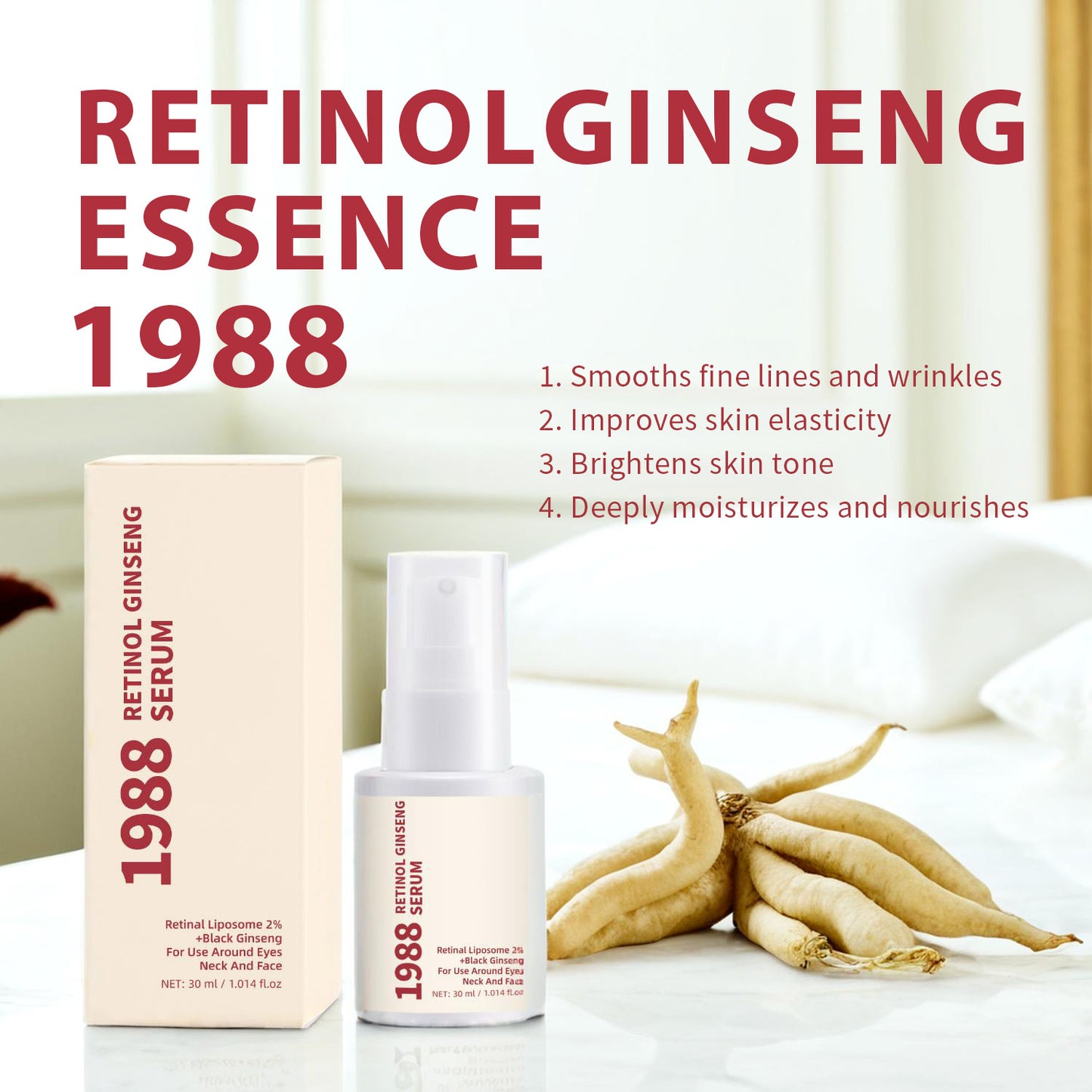 Private Label 30ML Anti-aging Anti-wrinkle 2% Retinol Ginseng Serum