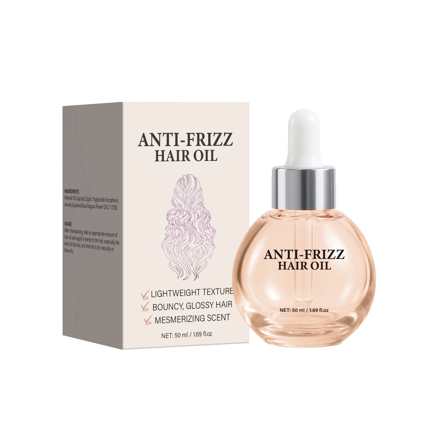 Private Label 50ML Smoothing Glossy Anti-Frizz Hair Oil