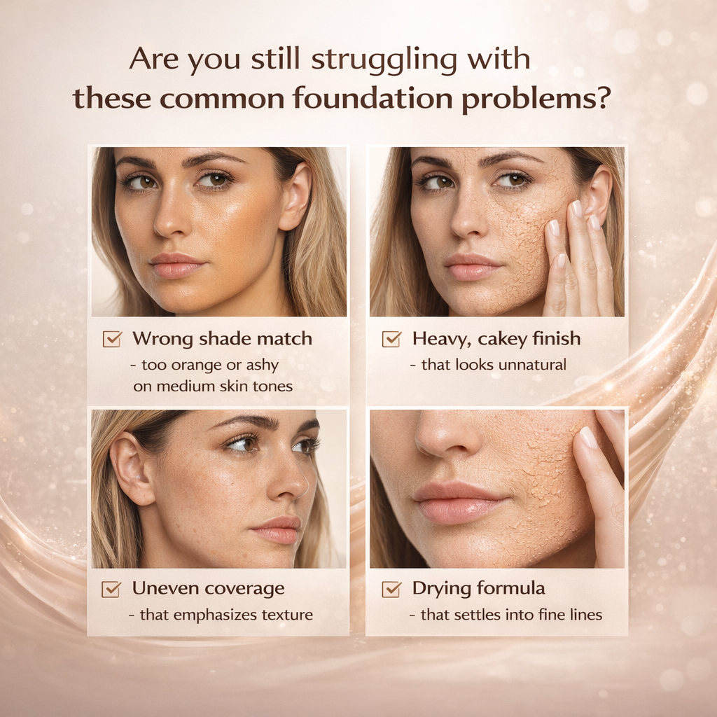 are you still struggling with these common foundation problems? Custom Logo 30ML Flawless Finish Color Changing Sunscreen Foundation