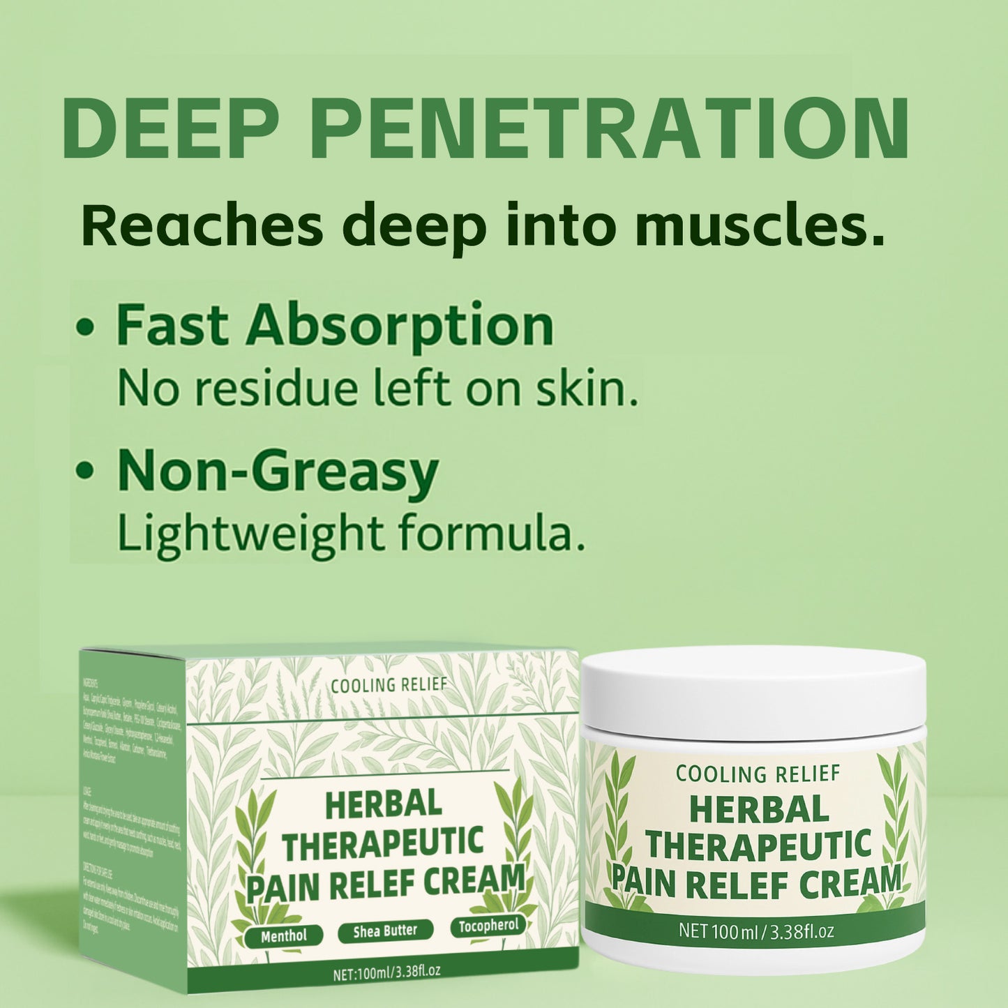 OEM ODM 100ML Herbal Therapeutic Pain Relef Menthol Cream