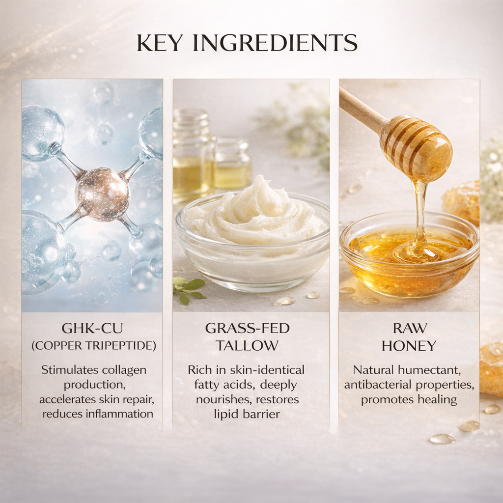 key ingredients For OEM ODM 50g Moisturizing Repairing GHK-CU Whipped Tallow Honey Balm