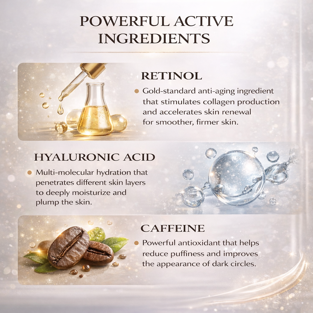 Powerful Active Ingredients Retinol Hyaluronic Acid Caffeine For Private Label 20g Anti-aging Anti-wrinkle Retinol Eye Cream 