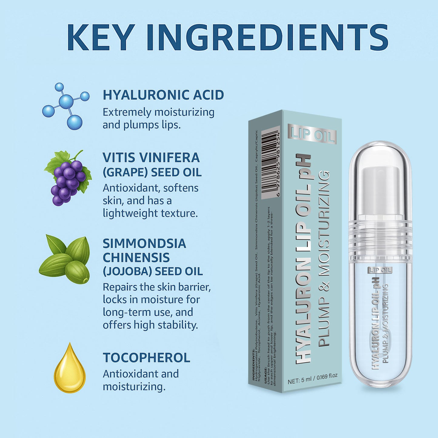 Cosmetics Factory 5ML Plumping Shiny Moisturizing Lip Oil