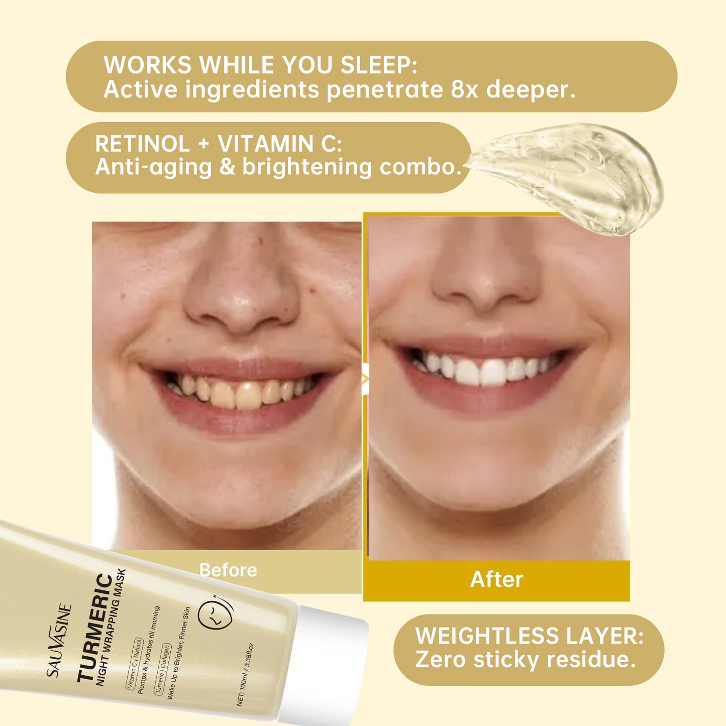 100ML Custom Logo Anti-aging Firming Moisturizing Turmeric Peeling Wrapping Mask