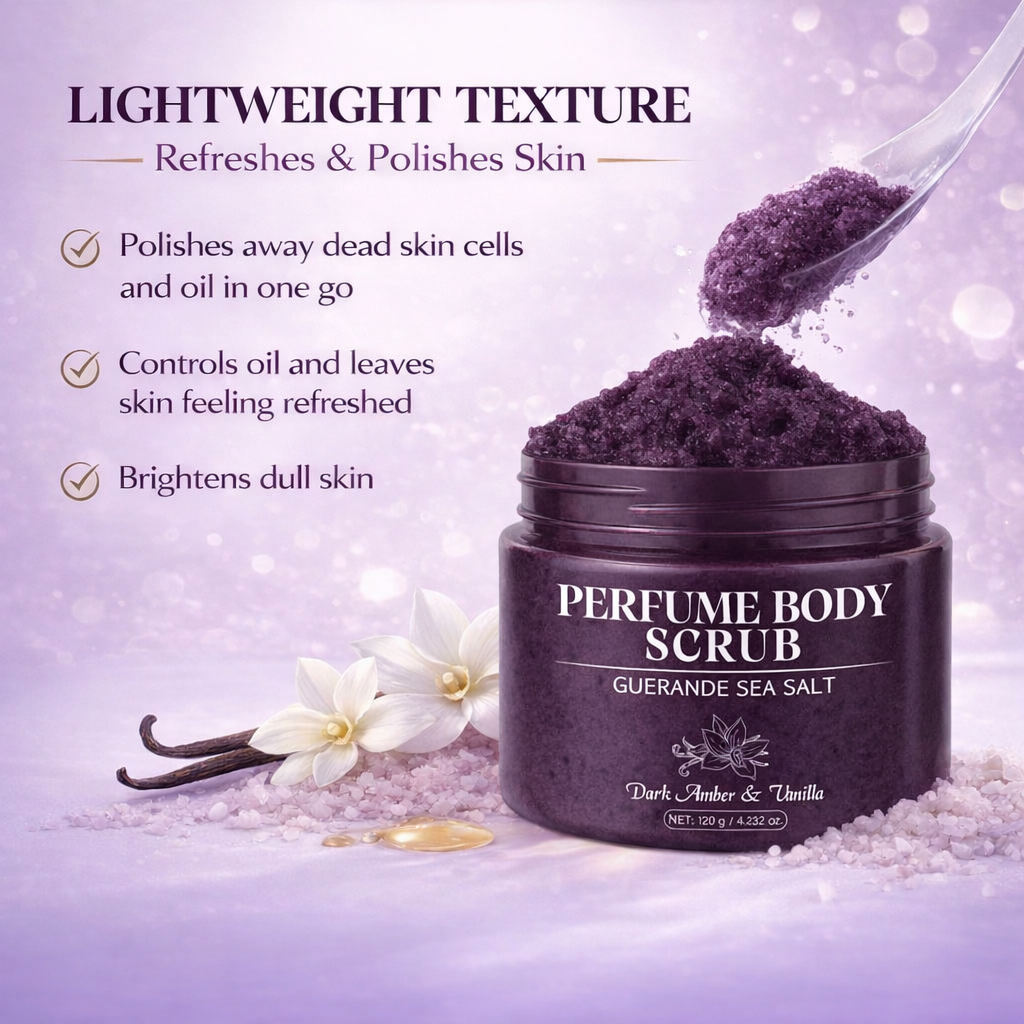 Private Label 120g Exfoliating Dark Amber Vanilla Perfume Body Scrub