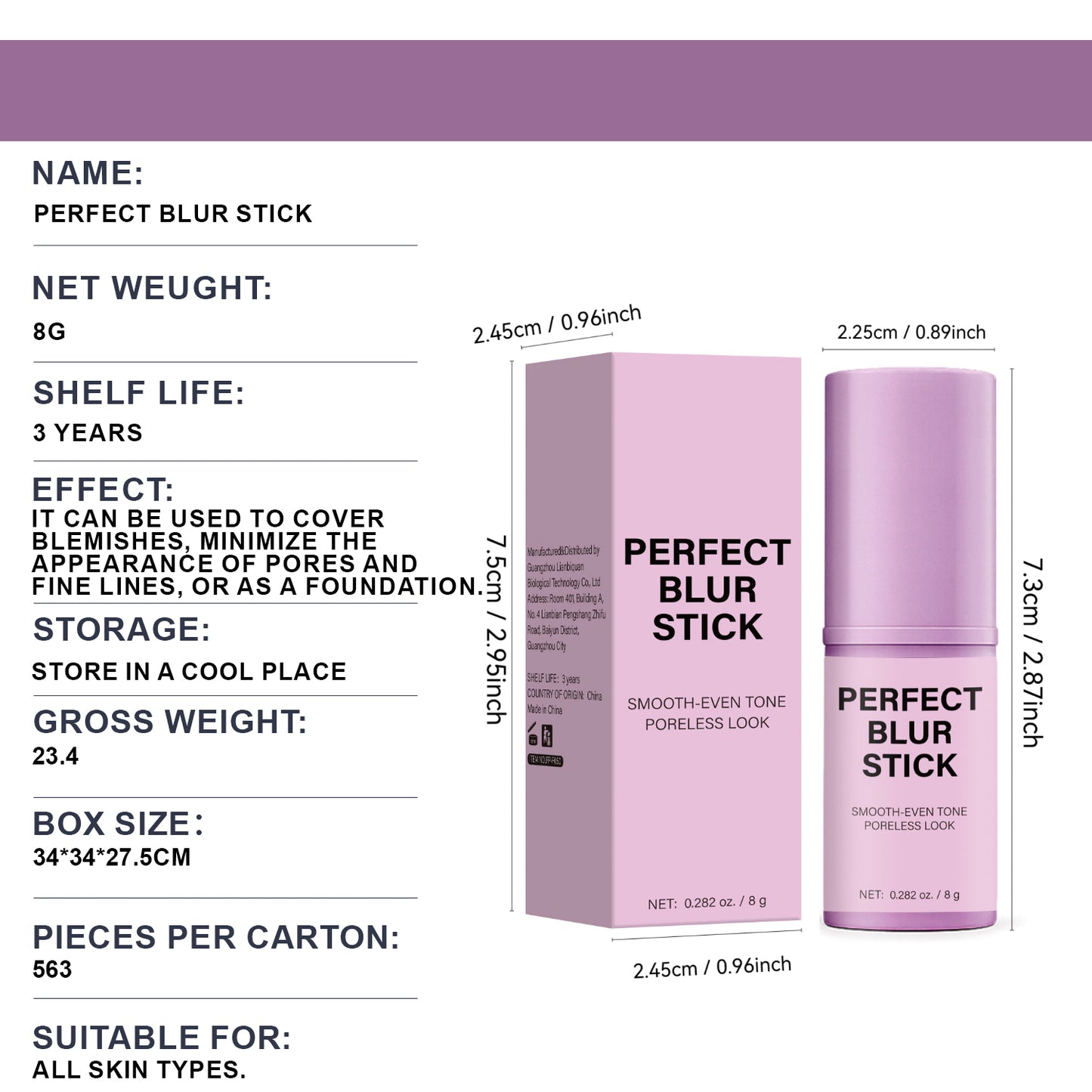 Private Label 8g Perfect Shape Tape Blur Concealer Stick