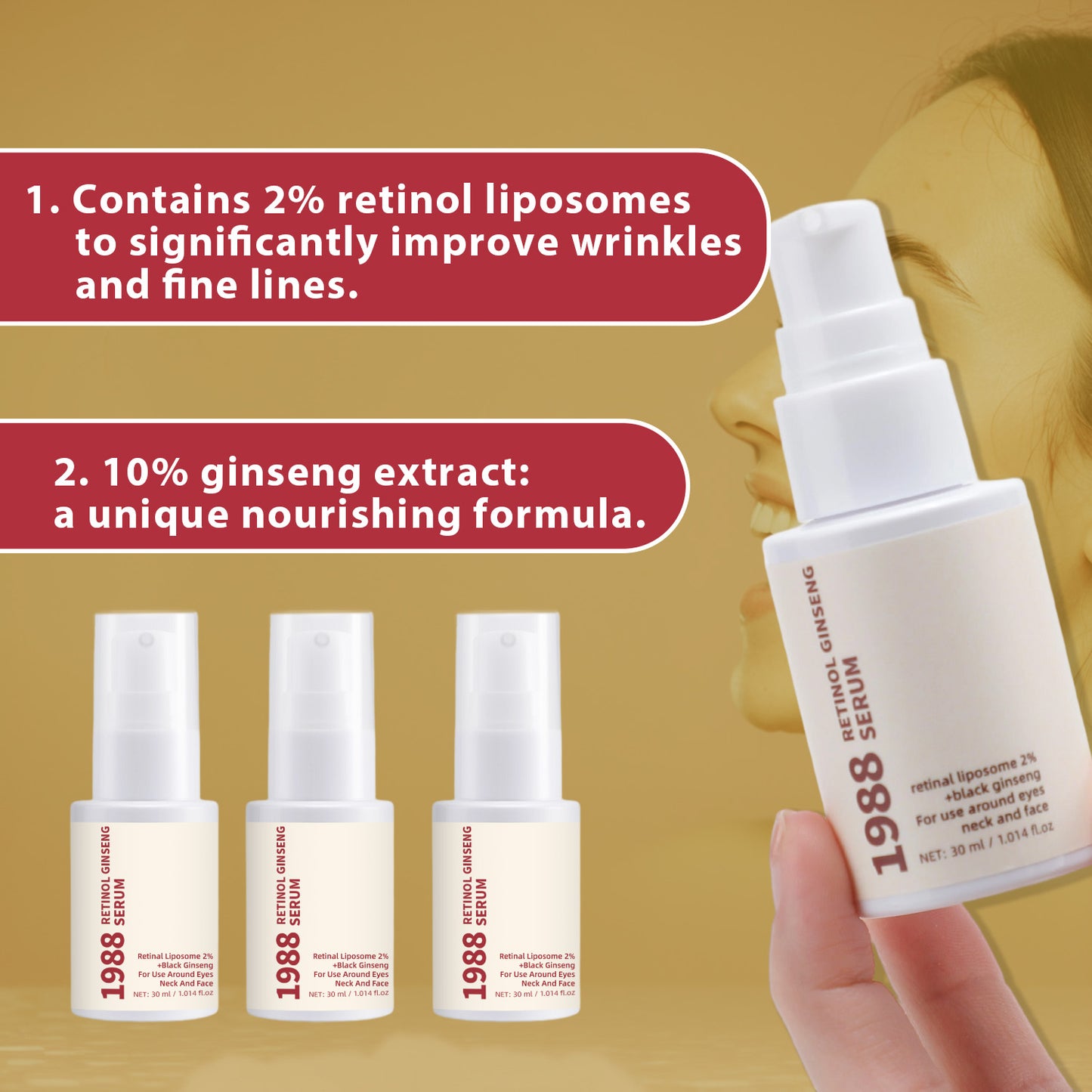 Private Label 30ML Anti-aging Anti-wrinkle 2% Retinol Ginseng Serum