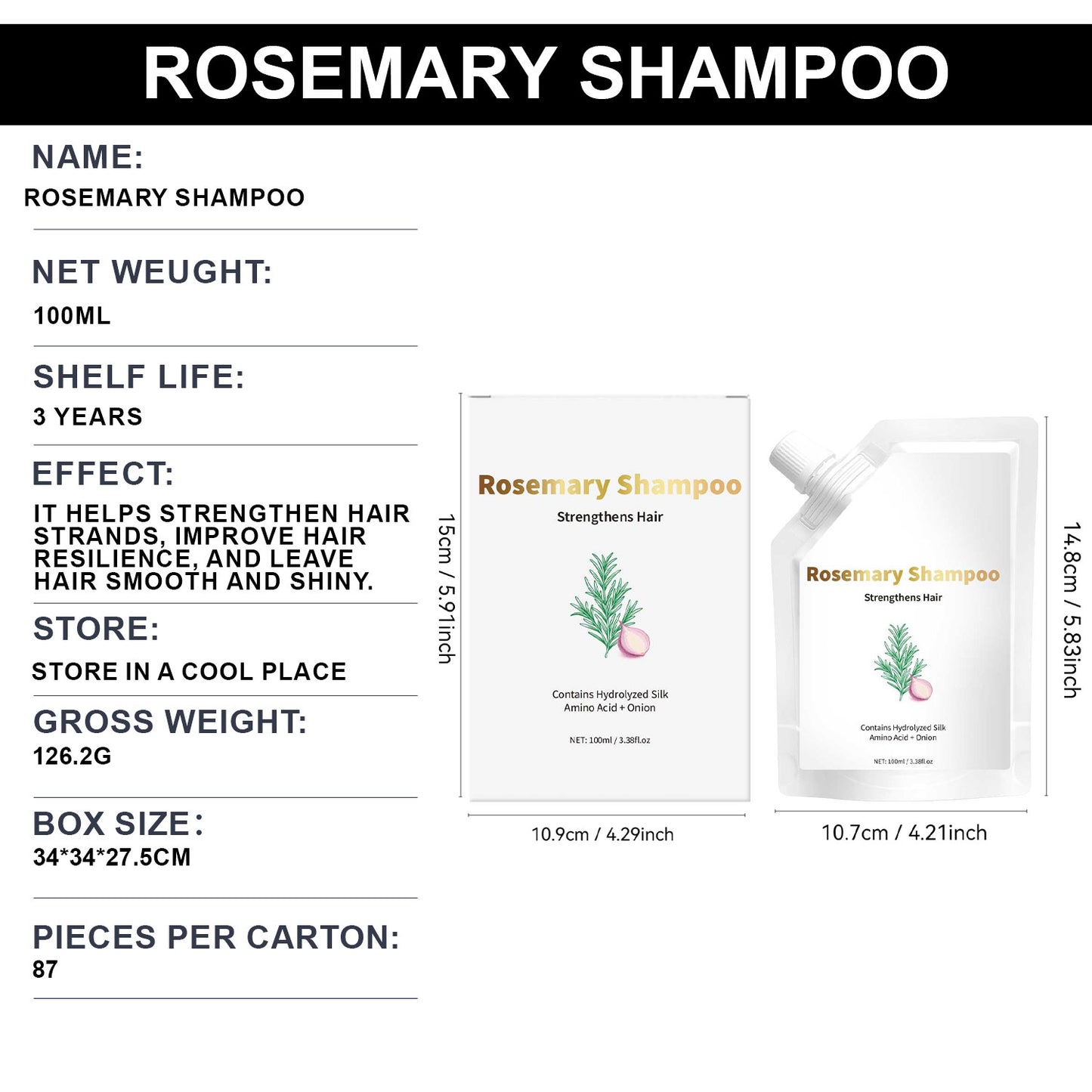 Custom Logo 100ML Hair Growth Strengthen Hair Root Rosemary Shampoo