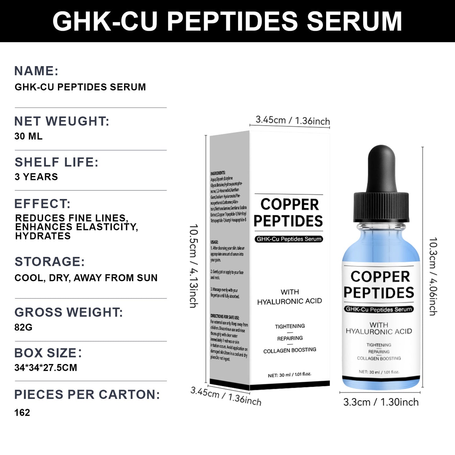 Cosmetics Factory 30ML Repairing Rejuvenating GHK-Cu Peptides Serum