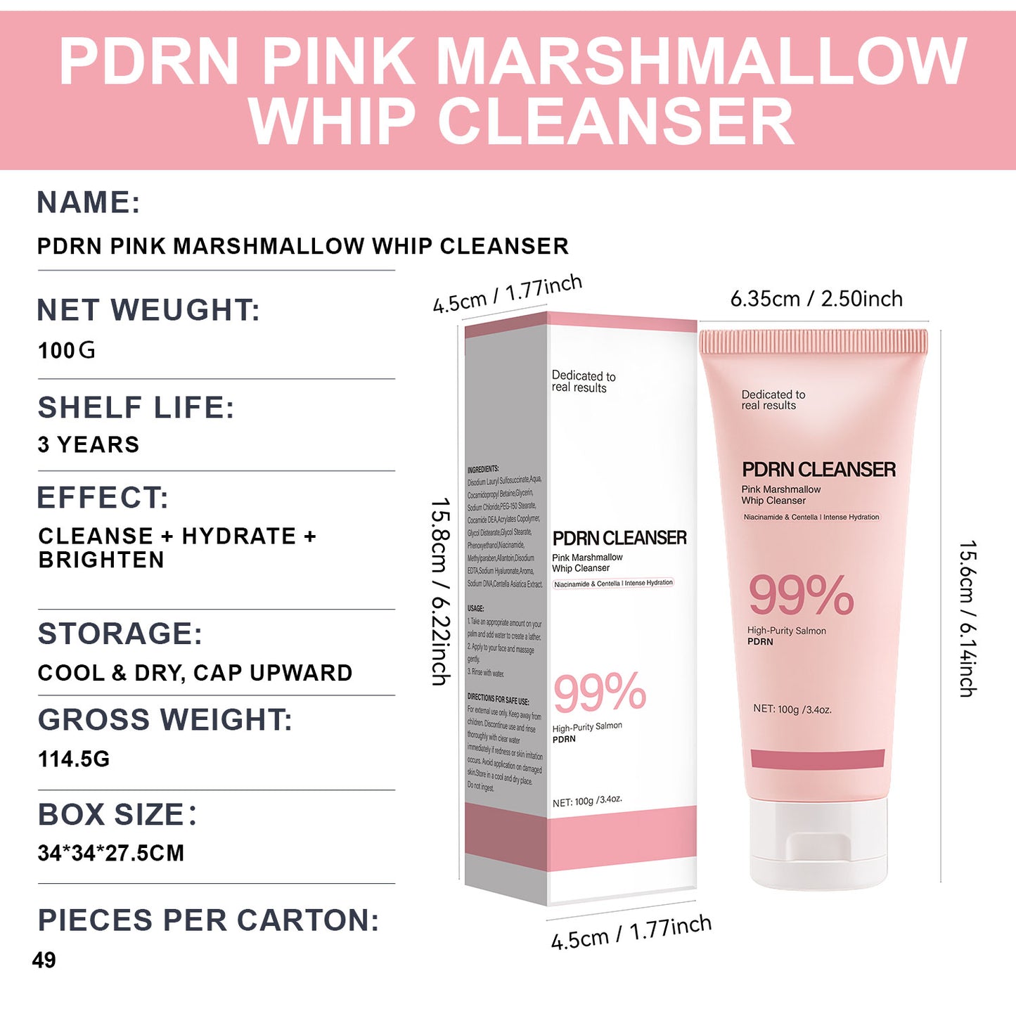 Cosmetics Factory 100g Brightening PDRN Marshmallow Whip Cleanser