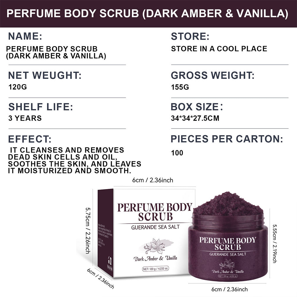 Private Label 120g Exfoliating Dark Amber Vanilla Perfume Body Scrub