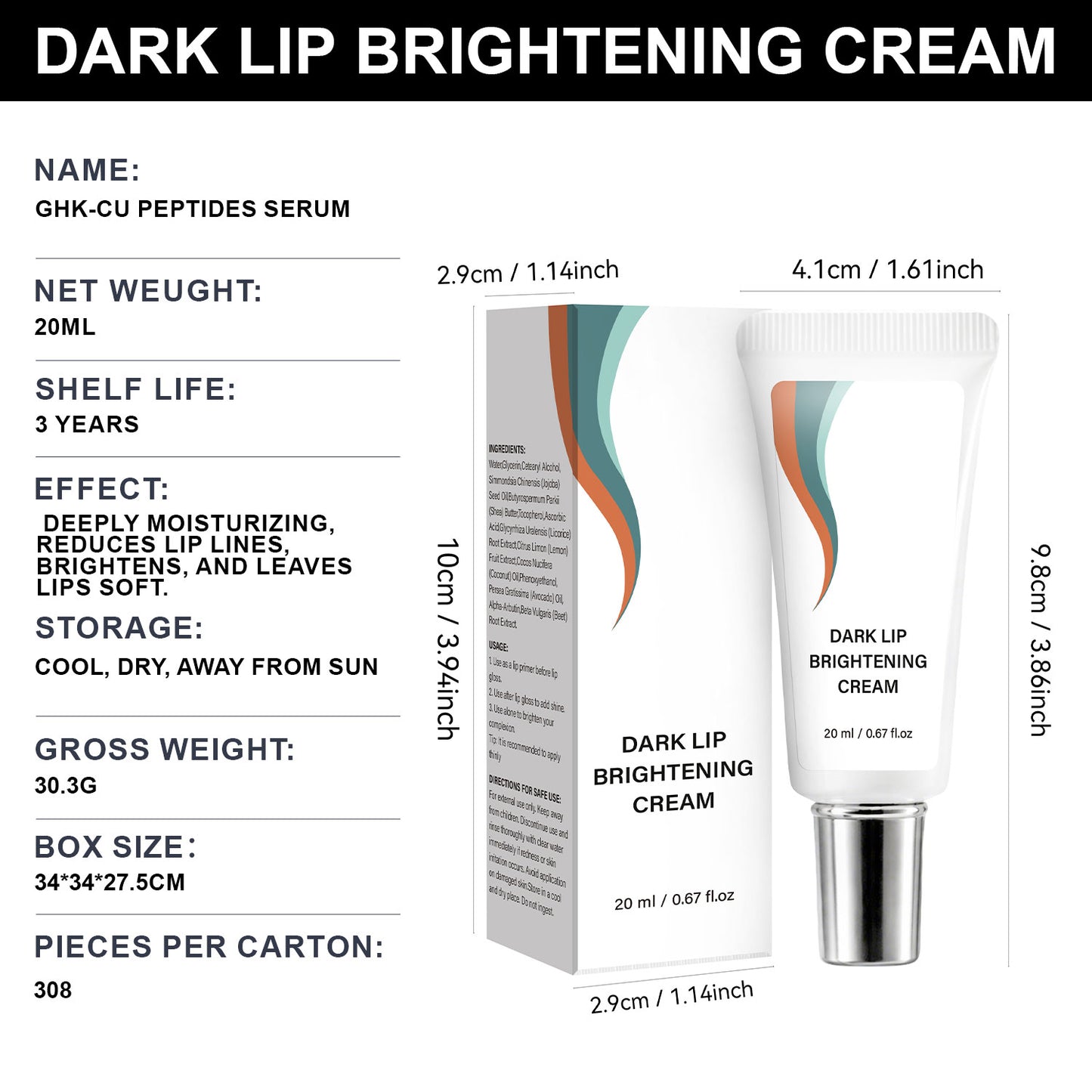 Cosmetics Factory 20ML Moisturizing Dark Lip Brightening Cream