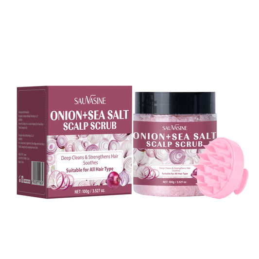 100g Custom Logo Deep Cleansing Strengthens Hair Root Onion Sea Salt Scalp Scrub