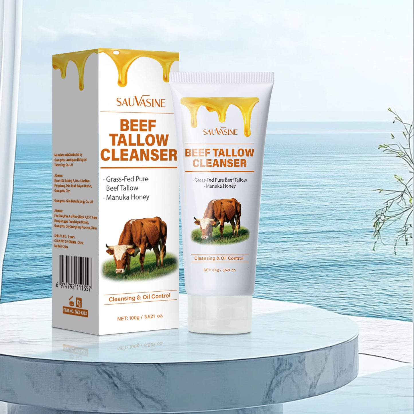 100g Deep Cleansing Moisturizing Beef Tallow Honey Facial Cleanser