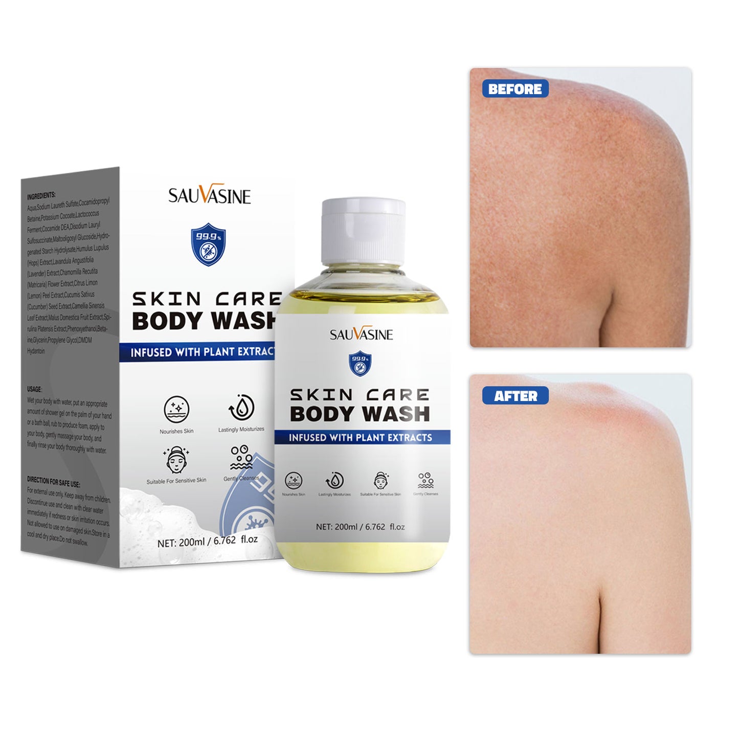200ML OEM ODM Gentle Cleansing for Sensitive Skin Nourishing Long Lasting Moisturizing Rich Foam Antibacterial Antifungal Body Wash