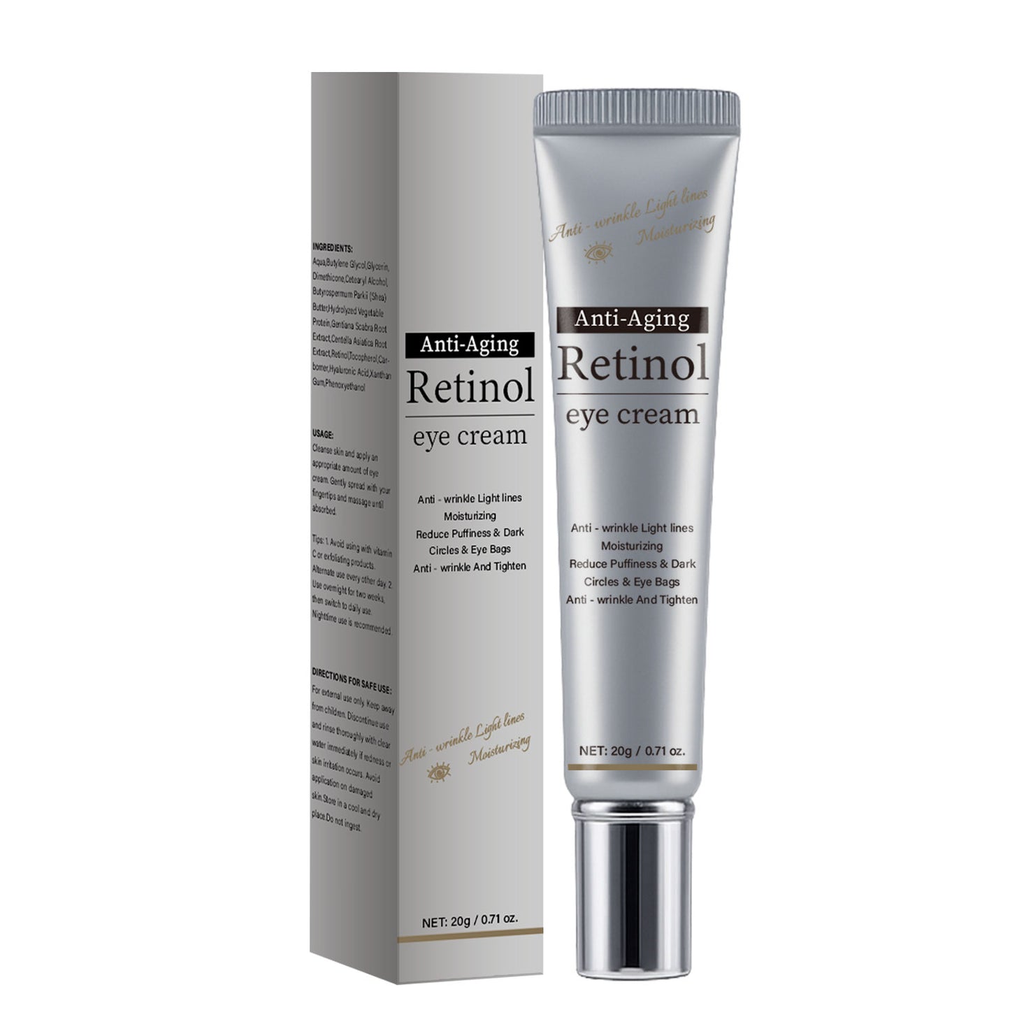 Private Label 20g Anti-aging Anti-wrinkle Retinol Eye Cream For Chenzhimei Cosmetics
