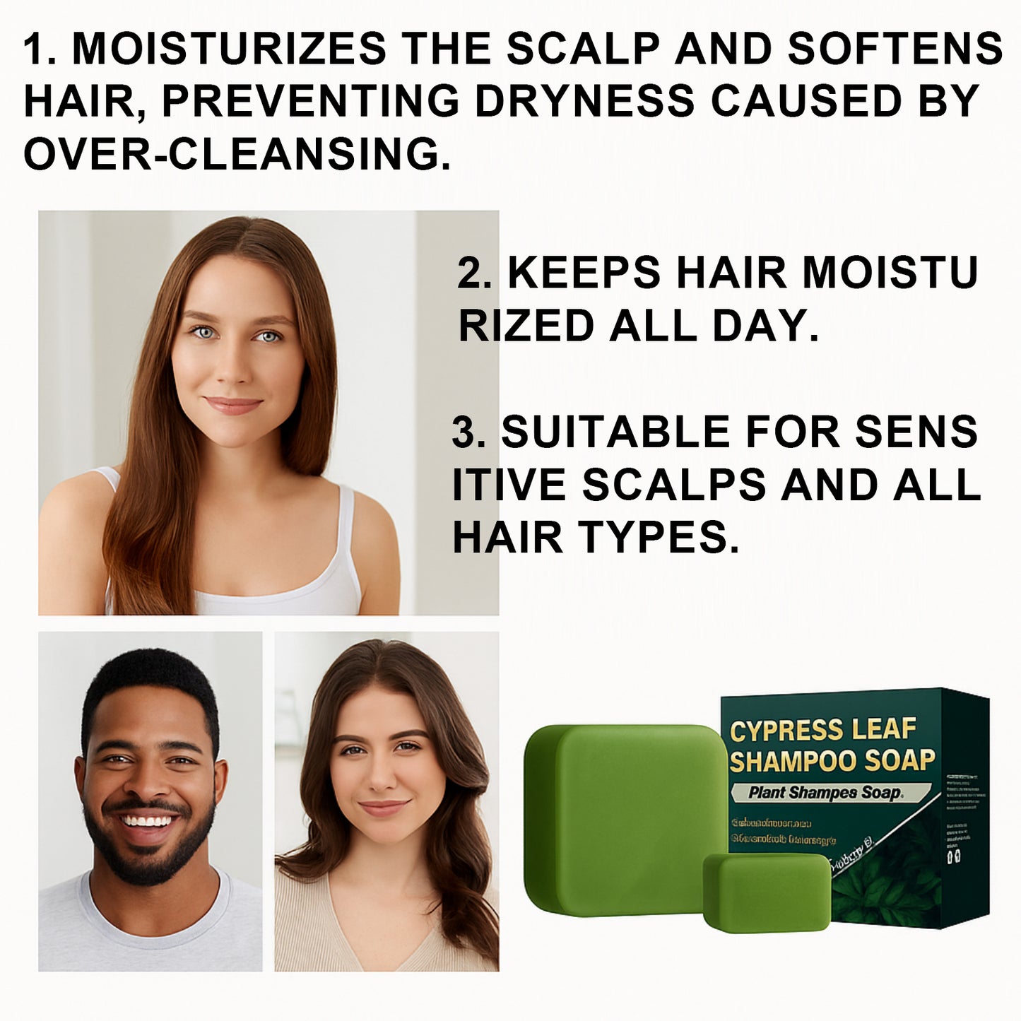 Private Label 120g Strengthen Volume Hair Cypress Leaf Shampoo Soap